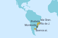 Visitando Montevideo (Uruguay), Buenos aires, Isla Grande (Brasil), Río de Janeiro (Brasil), Ilhabela (Brasil), Montevideo (Uruguay)