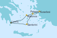 Visitando Lavrio (Grecia)Mykonos (Grecia), Kusadasi (Efeso/Turquía), Patmos (Grecia), Rodas (Grecia), Santorini (Grecia), Lavrio (Grecia)