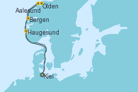 Visitando Kiel (Alemania), Bergen (Noruega), Olden (Noruega), Aalesund (Noruega), Haugesund (Noruega), Kiel (Alemania)
