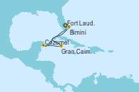 Visitando Fort Lauderdale (Florida/EEUU), Gran Caimán (Islas Caimán), Cozumel (México), Bimini (Bahamas), Fort Lauderdale (Florida/EEUU)