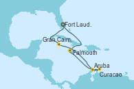 Visitando Fort Lauderdale (Florida/EEUU), Gran Caimán (Islas Caimán), Aruba (Antillas), Curacao (Antillas), Falmouth (Jamaica), Fort Lauderdale (Florida/EEUU)