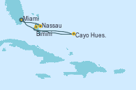 Visitando Miami (Florida/EEUU), Cayo Hueso (Key West/Florida), Bimini (Bahamas), Nassau (Bahamas), Miami (Florida/EEUU)