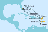 Visitando Fort Lauderdale (Florida/EEUU), Philipsburg (St. Maarten), Roseau (Dominica), Bridgetown (Barbados), St. John´s (Antigua y Barbuda), Basseterre (Antillas), Fort Lauderdale (Florida/EEUU)