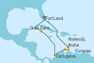 Visitando Fort Lauderdale (Florida/EEUU), Gran Caimán (Islas Caimán), Cartagena de Indias (Colombia), Aruba (Antillas), Aruba (Antillas), Curacao (Antillas), Kralendijk (Antillas), Fort Lauderdale (Florida/EEUU)