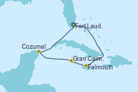 Visitando Fort Lauderdale (Florida/EEUU), Falmouth (Jamaica), Gran Caimán (Islas Caimán), Cozumel (México), Fort Lauderdale (Florida/EEUU)