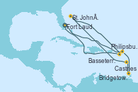 Visitando Fort Lauderdale (Florida/EEUU), Philipsburg (St. Maarten), Castries (Santa Lucía/Caribe), Bridgetown (Barbados), St. John´s (Antigua y Barbuda), Basseterre (Antillas), Fort Lauderdale (Florida/EEUU)