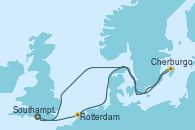 Visitando Southampton (Inglaterra), Rotterdam (Holanda), Cherburgo (Francia), Southampton (Inglaterra)