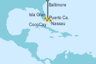 Visitando Baltimore (Maryland), Puerto Cañaveral (Florida), Isla Gran Bahama (Florida/EEUU), Nassau (Bahamas), CocoCay (Bahamas), Baltimore (Maryland)