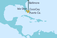 Visitando Baltimore (Maryland), Puerto Cañaveral (Florida), Isla Gran Bahama (Florida/EEUU), CocoCay (Bahamas), Baltimore (Maryland)