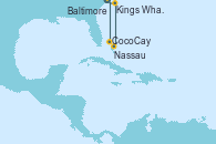Visitando Baltimore (Maryland), CocoCay (Bahamas), Nassau (Bahamas), Kings Wharf (Bermudas), Kings Wharf (Bermudas), Baltimore (Maryland)