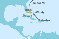 Visitando Nueva York (Estados Unidos), Puerto Cañaveral (Florida), Nassau (Bahamas), CocoCay (Bahamas), Labadee (Haiti), Nueva York (Estados Unidos)