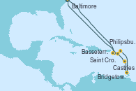 Visitando Baltimore (Maryland), Saint Croix (Islas Vírgenes), Philipsburg (St. Maarten), Castries (Santa Lucía/Caribe), Bridgetown (Barbados), Basseterre (Antillas), Baltimore (Maryland)