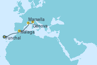 Visitando Funchal (Madeira), Málaga, Marsella (Francia), Génova (Italia)