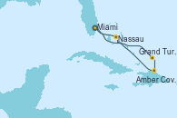Visitando Miami (Florida/EEUU), Grand Turks(Turks & Caicos), Amber Cove (República Dominicana), Nassau (Bahamas), Miami (Florida/EEUU)
