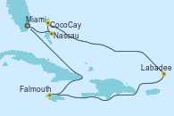 Visitando Miami (Florida/EEUU), Nassau (Bahamas), CocoCay (Bahamas), Labadee (Haiti), Falmouth (Jamaica), Miami (Florida/EEUU)