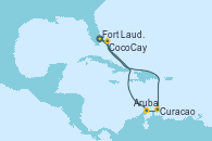 Visitando Fort Lauderdale (Florida/EEUU), Curacao (Antillas), Aruba (Antillas), CocoCay (Bahamas), Fort Lauderdale (Florida/EEUU)