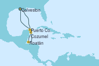 Visitando Galveston (Texas), Roatán (Honduras), Cozumel (México), Puerto Costa Maya (México), Galveston (Texas)