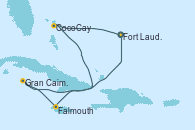 Visitando Fort Lauderdale (Florida/EEUU), CocoCay (Bahamas), Gran Caimán (Islas Caimán), Falmouth (Jamaica), Fort Lauderdale (Florida/EEUU)