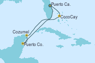 Visitando Puerto Cañaveral (Florida), CocoCay (Bahamas), Puerto Costa Maya (México), Cozumel (México), Puerto Cañaveral (Florida)