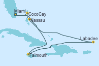 Visitando Miami (Florida/EEUU), Falmouth (Jamaica), Labadee (Haiti), Nassau (Bahamas), CocoCay (Bahamas), Miami (Florida/EEUU)