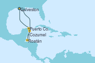 Visitando Galveston (Texas), Cozumel (México), Roatán (Honduras), Puerto Costa Maya (México), Galveston (Texas)