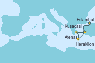 Visitando Estambul (Turquía), Estambul (Turquía), Kusadasi (Efeso/Turquía), Kusadasi (Efeso/Turquía), Atenas (Grecia), Heraklion (Creta), Estambul (Turquía)