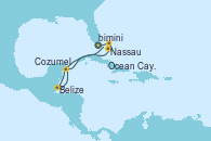Visitando Puerto Cañaveral (Florida), Nassau (Bahamas), Ocean Cay MSC Marine Reserve (Bahamas), Belize (Caribe), Cozumel (México), Puerto Cañaveral (Florida)