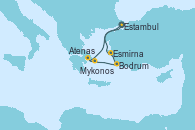 Visitando Estambul (Turquía), Estambul (Turquía), Esmirna (Turquía), Bodrum (Turquia), Mykonos (Grecia), Atenas (Grecia), Estambul (Turquía)