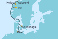 Visitando Kiel (Alemania), Copenhague (Dinamarca), Aalesund (Noruega), Hellesylt (Noruega), Flam (Noruega), Kiel (Alemania)
