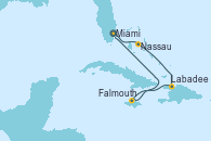 Visitando Miami (Florida/EEUU), Nassau (Bahamas), Labadee (Haiti), Falmouth (Jamaica), Miami (Florida/EEUU)