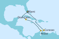 Visitando Miami (Florida/EEUU), Gran Caimán (Islas Caimán), Aruba (Antillas), Curacao (Antillas), Miami (Florida/EEUU)