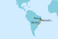 Visitando Salvador de Bahía (Brasil), Ilheus (Brasil), Santos (Brasil)