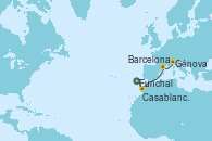 Visitando Funchal (Madeira), Casablanca (Marruecos), Barcelona, Génova (Italia)