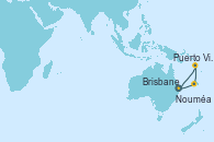 Visitando Brisbane (Australia), Nouméa (Nueva Caledonia), Puerto Vila (Vanuatu), Puerto Vila (Vanuatu), Brisbane (Australia)