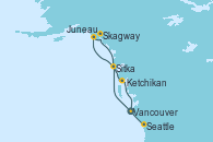 Visitando Vancouver (Canadá), Sitka (Alaska), Juneau (Alaska), Skagway (Alaska), Ketchikan (Alaska), Seattle (Washington/EEUU)