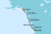Visitando Seattle (Washington/EEUU), Ketchikan (Alaska), Icy Strait Point (Alaska), Juneau (Alaska), Victoria (Canadá), Vancouver (Canadá)