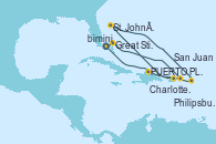 Visitando Puerto Cañaveral (Florida), Great Stirrup Cay (Bahamas), Charlotte Amalie (St. Thomas), St. John´s (Antigua y Barbuda), Philipsburg (St. Maarten), San Juan (Puerto Rico), PUERTO PLATA, REPUBLICA DOMINICANA, Puerto Cañaveral (Florida)