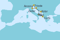 Visitando Bari (Italia), Corfú (Grecia), Kotor (Montenegro), Trieste (Italia), Ancona (Italia), Zadar (Croacia), Bari (Italia)