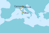 Visitando Génova (Italia), Olbia (Cerdeña), Cannes (Francia), Génova (Italia)