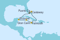 Visitando Puerto Cañaveral (Florida), Cozumel (México), Gran Caimán (Islas Caimán), Falmouth (Jamaica), Castaway (Bahamas), Puerto Cañaveral (Florida)