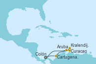Visitando Colón (Panamá), Cartagena de Indias (Colombia), Curacao (Antillas), Kralendijk (Antillas), Aruba (Antillas), Colón (Panamá)