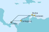 Visitando Colón (Panamá), Cartagena de Indias (Colombia), Curacao (Antillas), Curacao (Antillas), Aruba (Antillas), Colón (Panamá)