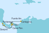 Visitando Colón (Panamá), Cartagena de Indias (Colombia), Canal Panamá, Puntarenas (Costa Rica), Quepos (Costa Rica), Fuerte Amador (Panamá)
