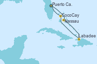 Visitando Puerto Cañaveral (Florida), Nassau (Bahamas), Labadee (Haiti), CocoCay (Bahamas), Puerto Cañaveral (Florida)