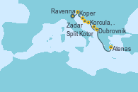 Visitando Ravenna (Italia), Koper (Eslovenia), Zadar (Croacia), Split (Croacia), Korcula, Croatia, Dubrovnik (Croacia), Kotor (Montenegro), Atenas (Grecia)