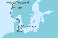 Visitando Kiel (Alemania), Copenhague (Dinamarca), Hellesylt (Noruega), Aalesund (Noruega), Flam (Noruega), Kiel (Alemania)