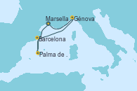 Visitando Marsella (Francia), Palma de Mallorca (España), Barcelona, Génova (Italia), Marsella (Francia)