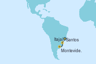 Visitando Santos (Brasil), Itajaí (Brasil), Montevideo (Uruguay), Santos (Brasil)