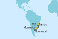 Visitando Buenos aires, Santos (Brasil), Itajaí (Brasil), Montevideo (Uruguay), Buenos aires