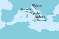 Visitando Trieste (Italia), Messina (Sicilia), Nápoles (Italia), Civitavecchia (Roma), Marsella (Francia)